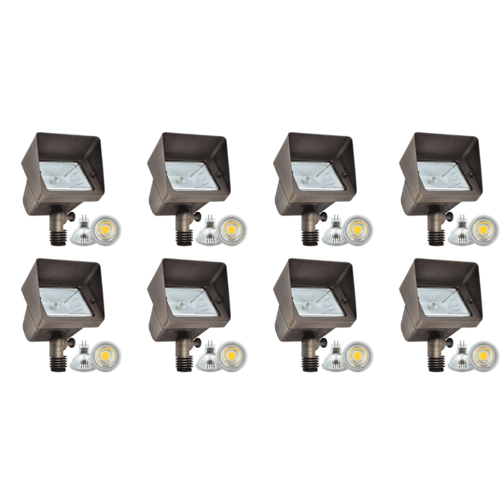 FPB05 4x/8x/12x Package Cast Brass Rectangular LED Directional Flood Light Adjustable Landscape Lighting 5W 3000K Bulb