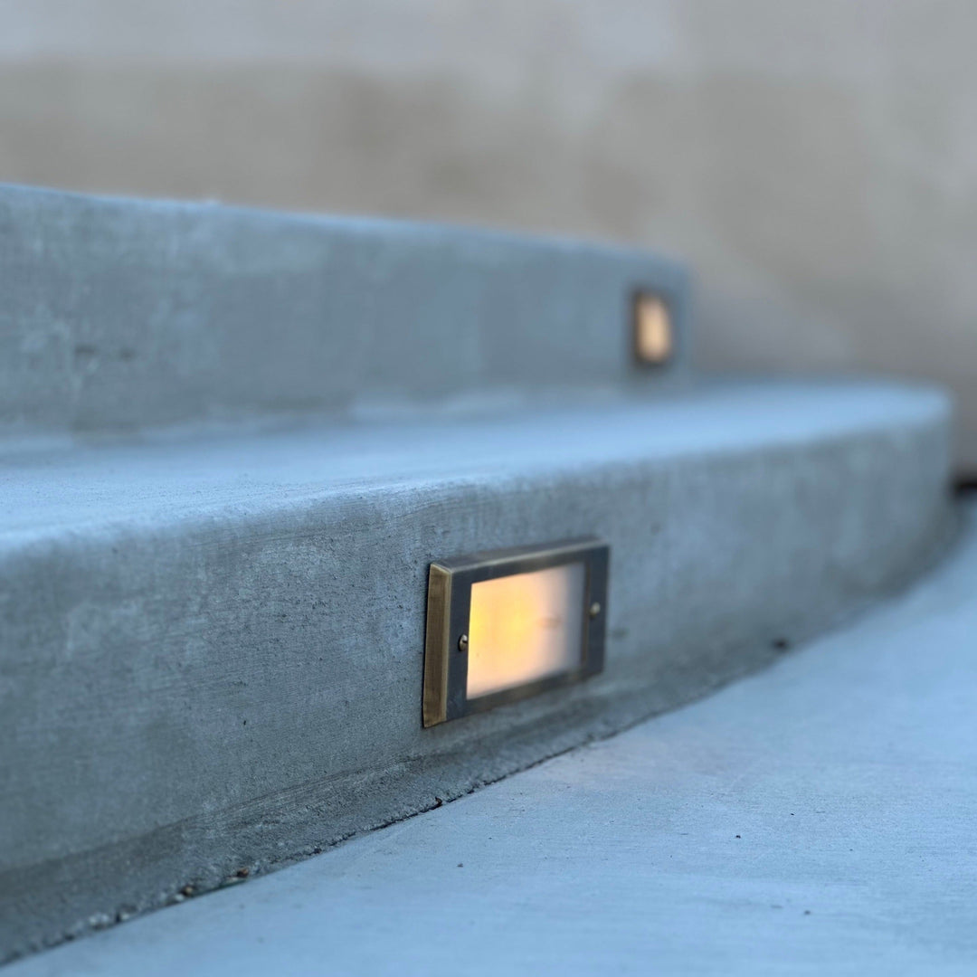 STBP11 Tulay Cast Brass Step Light Frosted Lens Low Voltage Outdoor Lighting