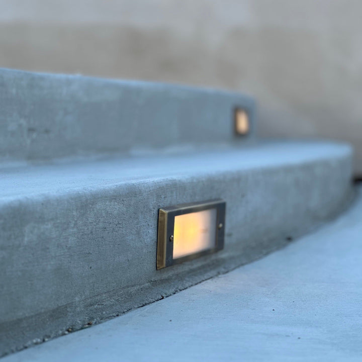 STBP11 Tulay Cast Brass Step Light Frosted Lens Low Voltage Outdoor Lighting