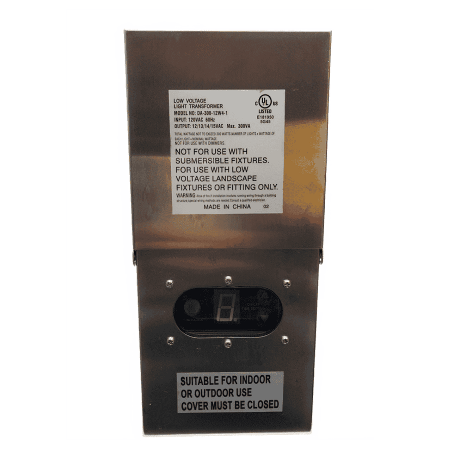 LUME-PRO Low Voltage Transformer Stainless Steel 300W with Digital Timer & Photocell Build-In - Lumiere Lighting