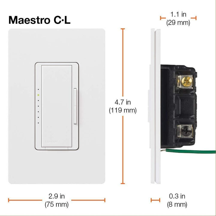 Lutron Maestro C.L Dimmer Switch MACL-153M-WH, White.