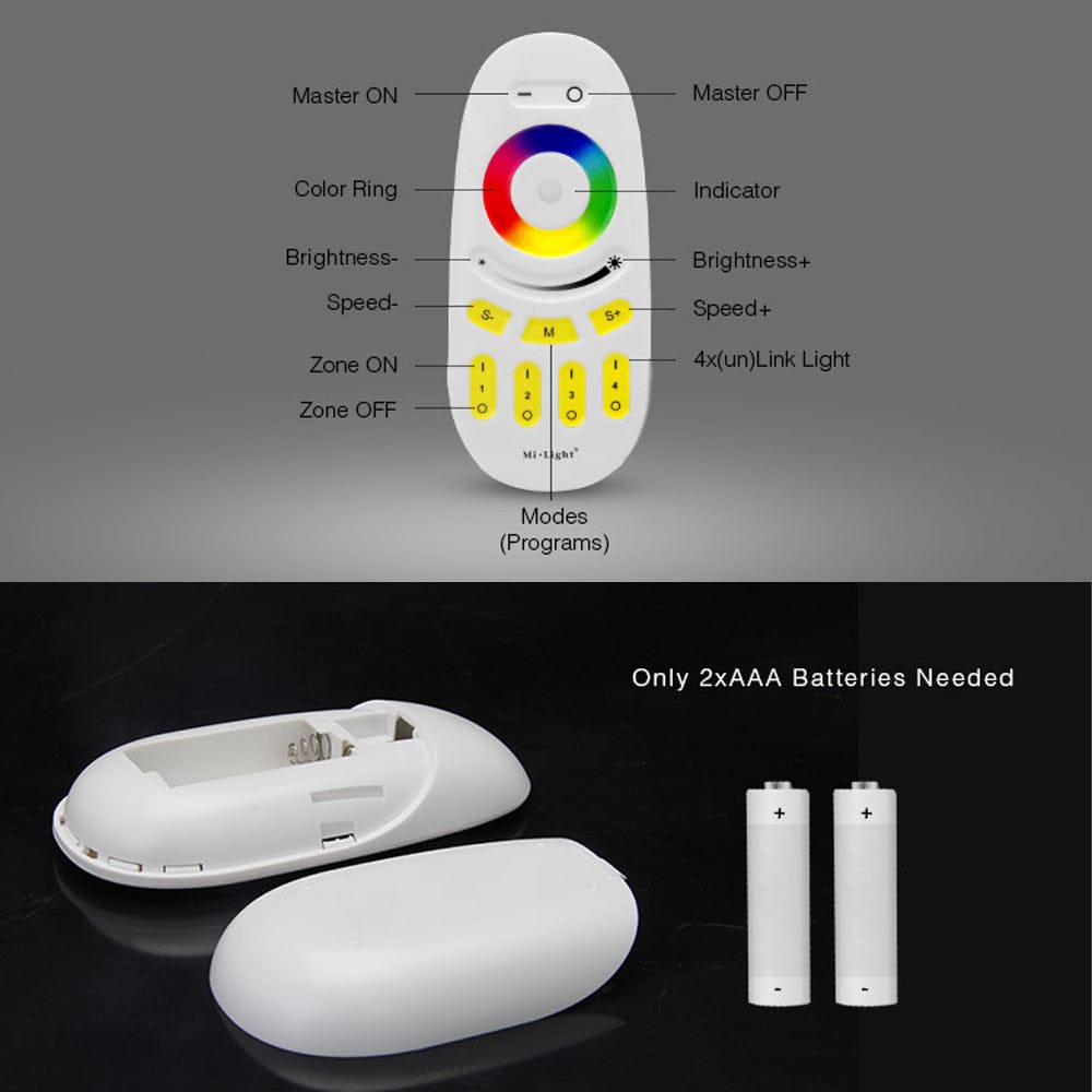 Milight Wireless 4-Zone RGBW LED Light Bulb Remote Control