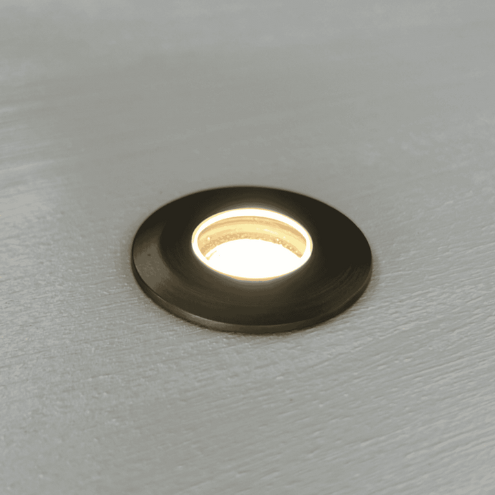 Crete Flat Cover Solid Cast Brass Mini In-Ground Deck Recessed Light Low Voltage Outdoor Lighting