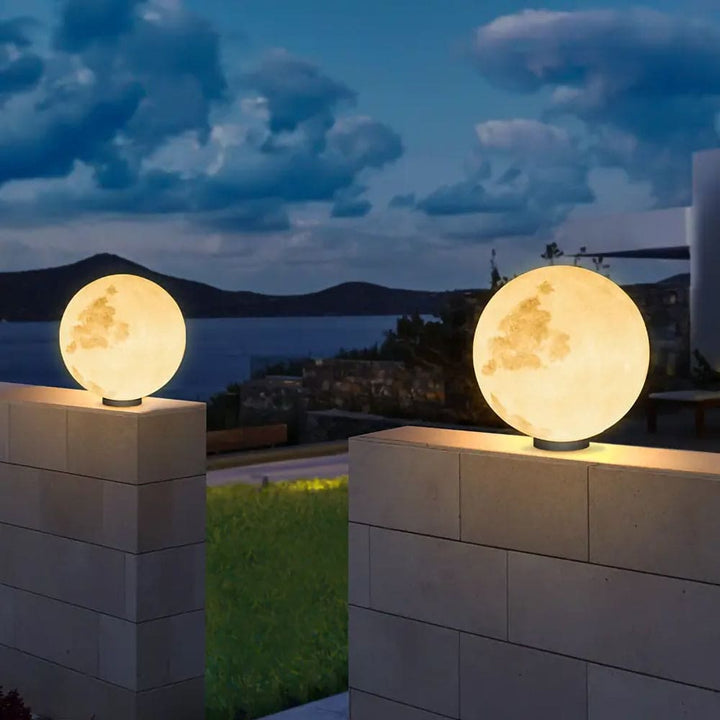 GL Series Moon Light Fixture 12V Low Voltage Outdoor IP65 Waterproof Hanging or Ground Lighting Nordic Globe Resin Lampshade Modern for Porch Garden Patio