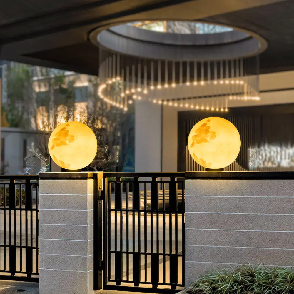 GL Series Moon Light Fixture 12V Low Voltage Outdoor IP65 Waterproof Hanging or Ground Lighting Nordic Globe Resin Lampshade Modern for Porch Garden Patio