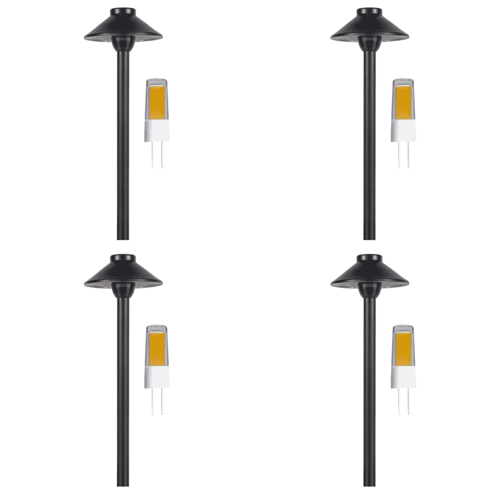 Outdoor Landscape Lighting LED 12V Low Voltage PLB02 Clear Lens 4x/8x/12x Package Outdoor Garden Pathway Light | 12V Low Voltage Brass Path Light with G4 3W 3000K Bulb Black Brass 4 Pack