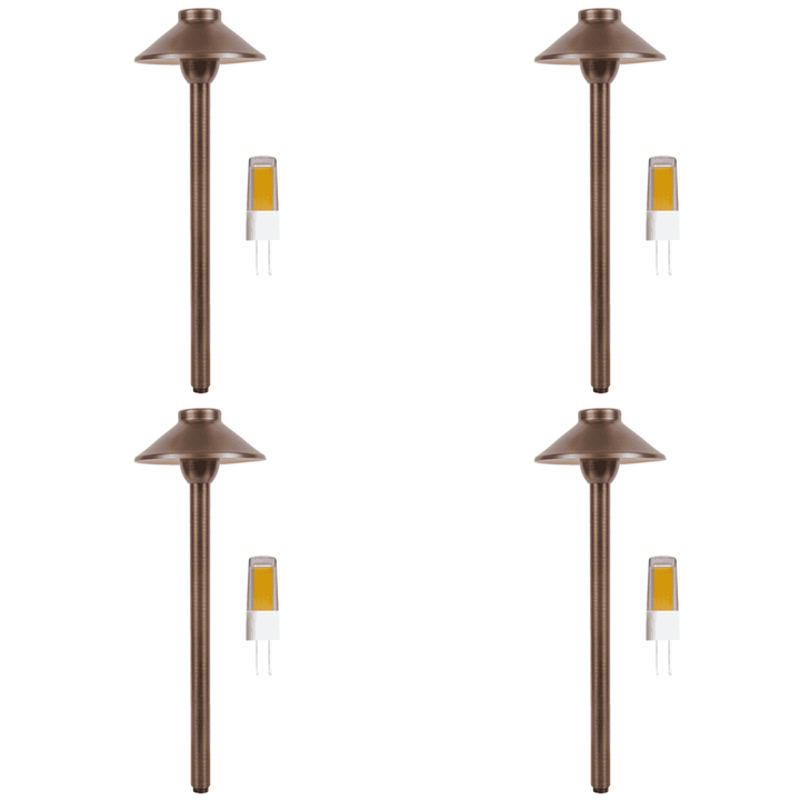 PLB02 4x/8x/12x Package Outdoor Garden Pathway Light | Low Voltage Brass Path Light 5W 3000K Bulb