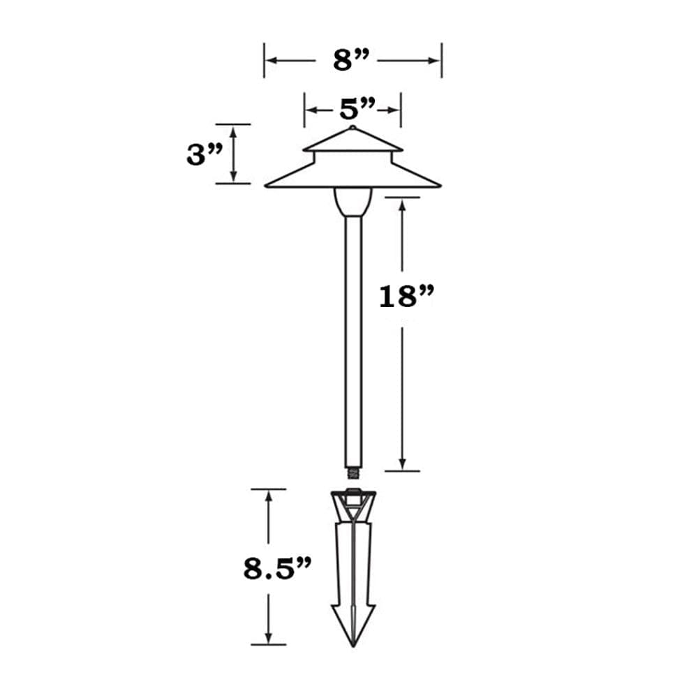 PLB04 Two Tier Brass LED Pagoda Low Voltage Path Light.