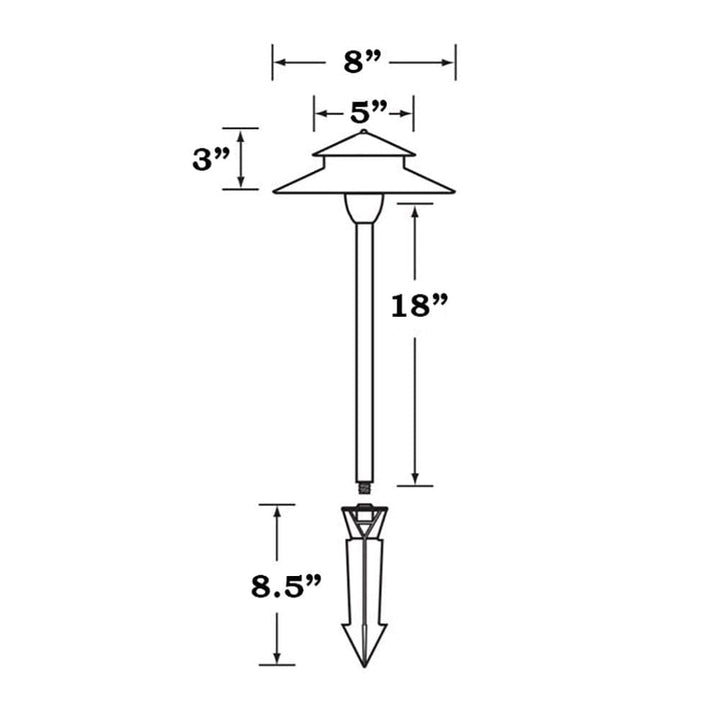 PLB04 Two Tier Brass LED Pagoda Low Voltage Path Light.