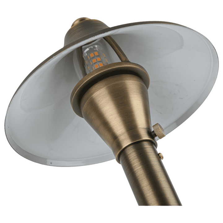 PLB09 Brass LED Cone Low Voltage Pathway Outdoor Landscape Lighting Fixture.