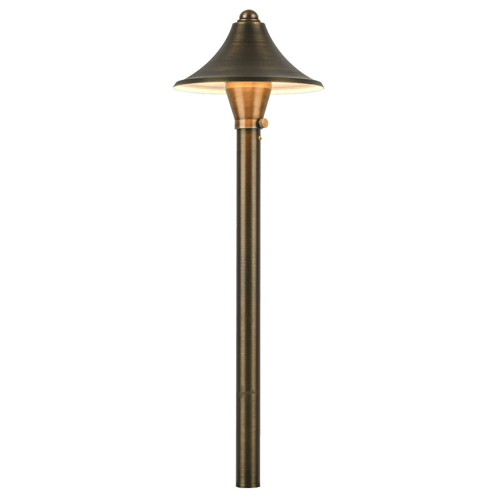 PLB09 Brass LED Cone Low Voltage Pathway Outdoor Landscape Lighting Fixture.