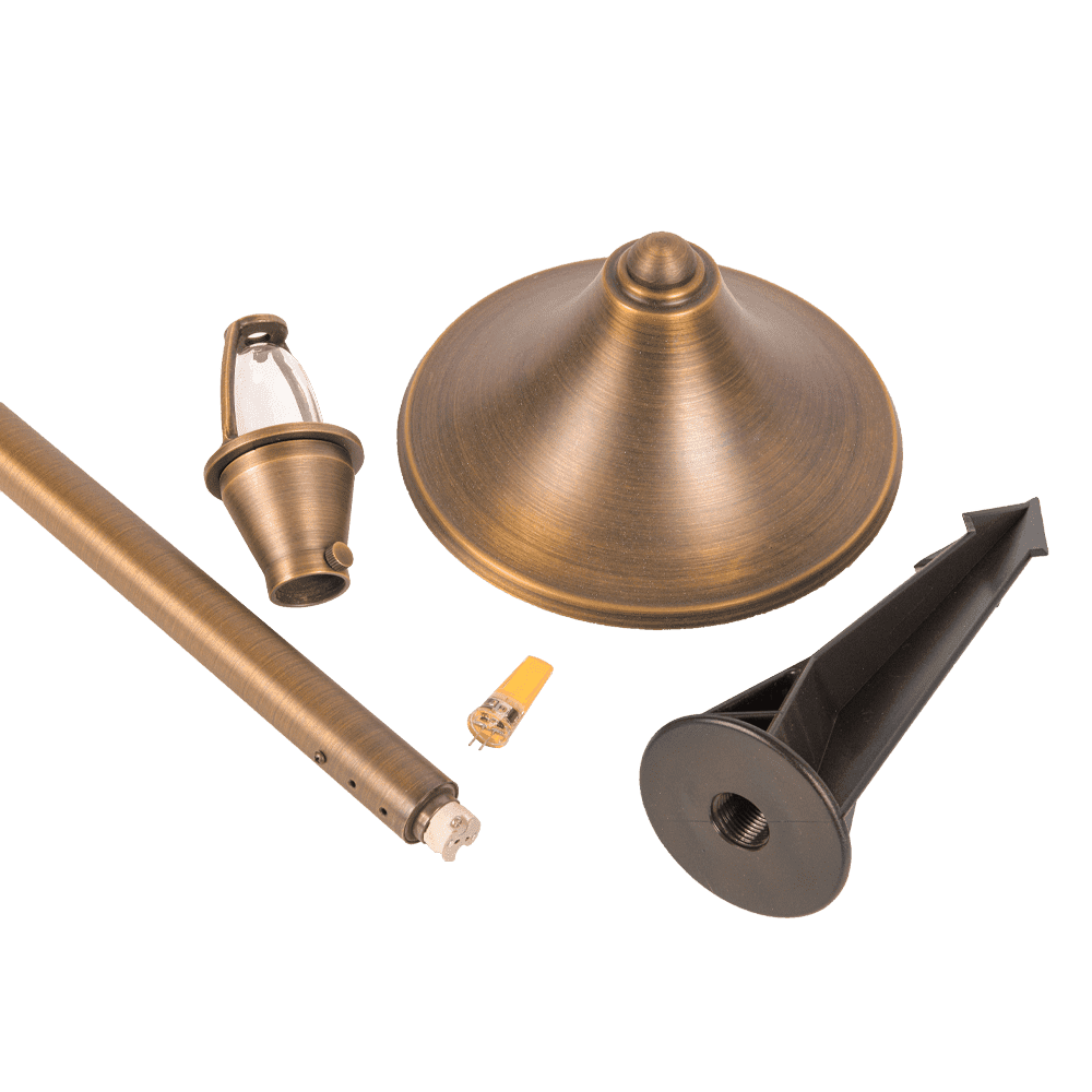 PLB09 Brass LED Cone Low Voltage Pathway Outdoor Landscape Lighting Fixture - Kings Outdoor Lighting