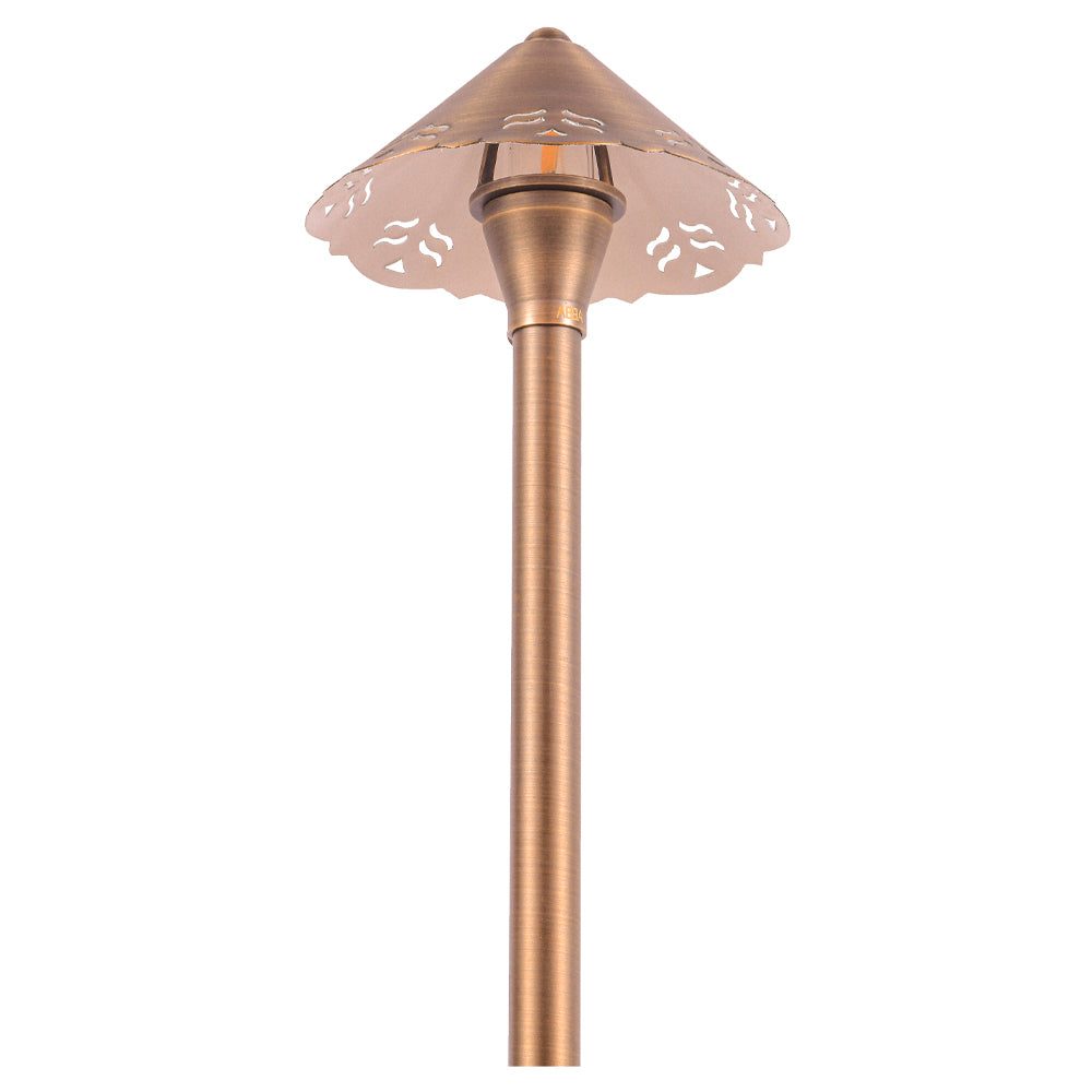 PLB12 Cast Brass Path Light | Lamp Ready Low Voltage Landscape Light - Sun Bright Lighting