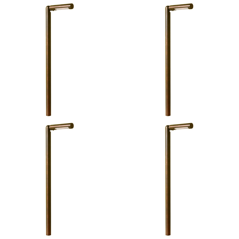 Outdoor Landscape Lighting LED 12V Low Voltage PLB16 4x/8x/12x Package Adjustable Lamp Ready Brass Round L-Shaped 12V Low Voltage Pathway Light 3W 3000K Dark Brass 4 Pack