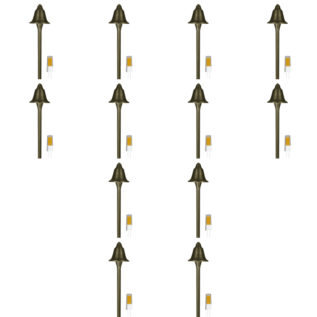 PLB17 4x/8x/12x Package  Cast Brass LED Bell Shaped Lamp Ready Low Voltage Pathway Outdoor Landscape Lighting Fixture 3W 3000K Bulb