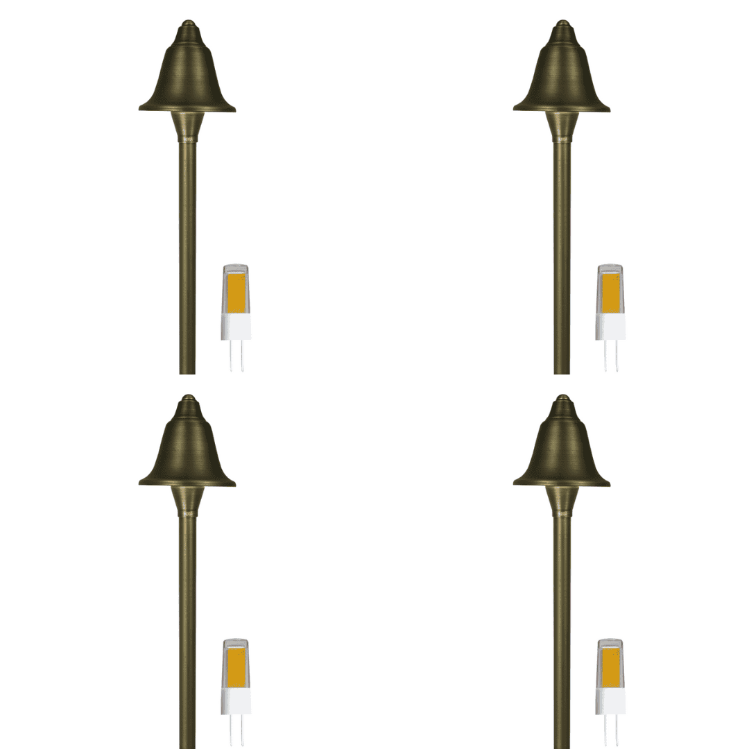 PLB17 4x/8x/12x Package  Cast Brass LED Bell Shaped Lamp Ready Low Voltage Pathway Outdoor Landscape Lighting Fixture 3W 3000K Bulb