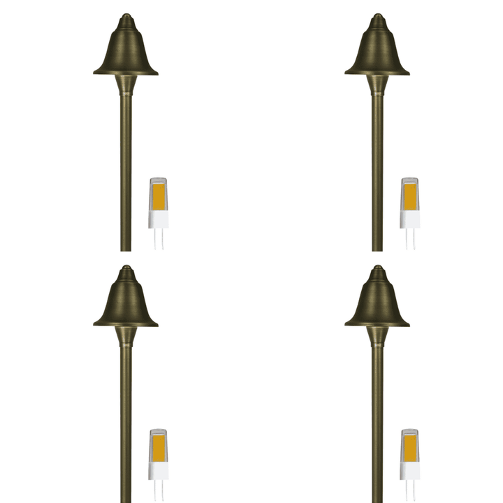 PLB17 4x/8x/12x Package  Cast Brass LED Bell Shaped Lamp Ready Low Voltage Pathway Outdoor Landscape Lighting Fixture 3W 3000K Bulb