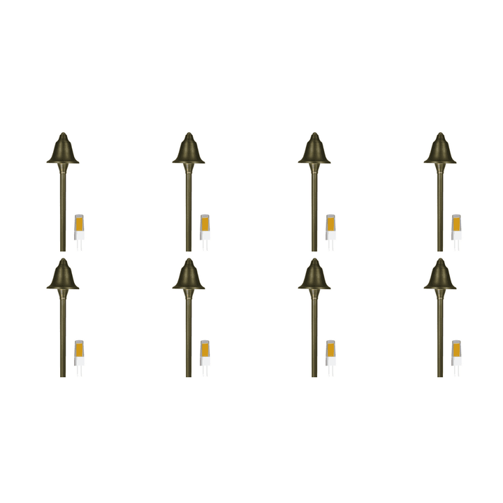 PLB17 4x/8x/12x Package  Cast Brass LED Bell Shaped Lamp Ready Low Voltage Pathway Outdoor Landscape Lighting Fixture 5W 3000K Bulb
