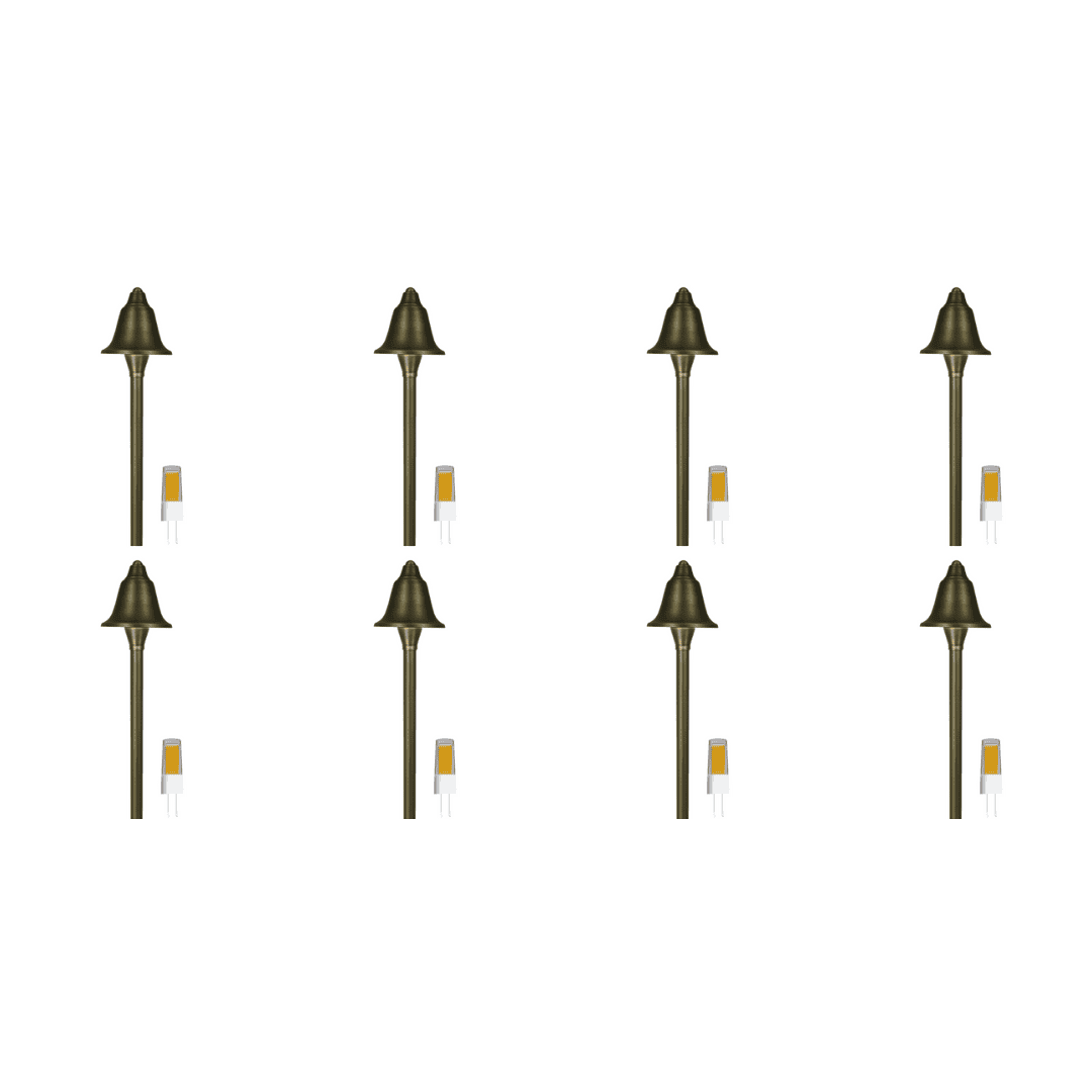 PLB17 4x/8x/12x Package  Cast Brass LED Bell Shaped Lamp Ready Low Voltage Pathway Outdoor Landscape Lighting Fixture 5W 3000K Bulb