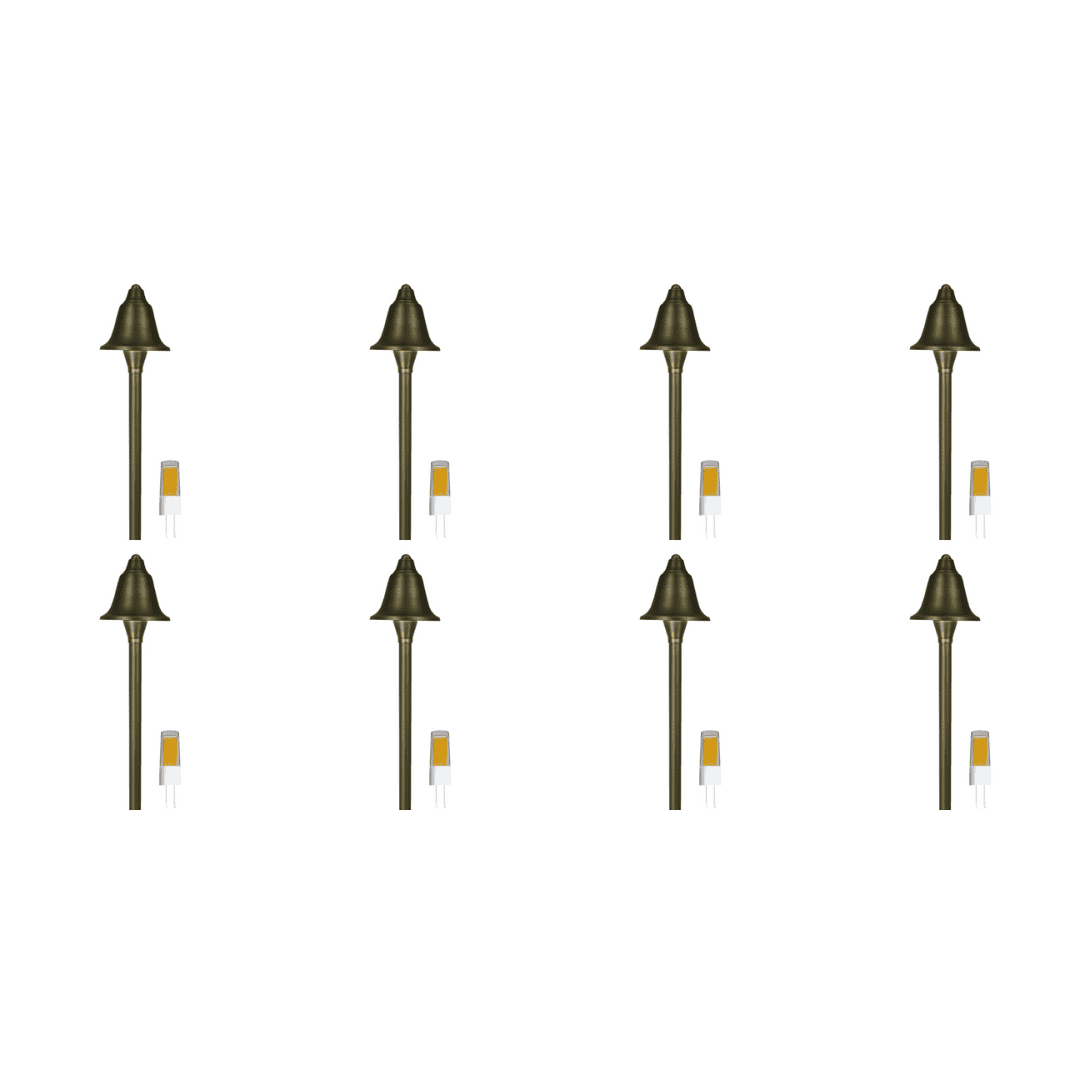 PLB17 4x/8x/12x Package  Cast Brass LED Bell Shaped Lamp Ready Low Voltage Pathway Outdoor Landscape Lighting Fixture 3W 3000K Bulb
