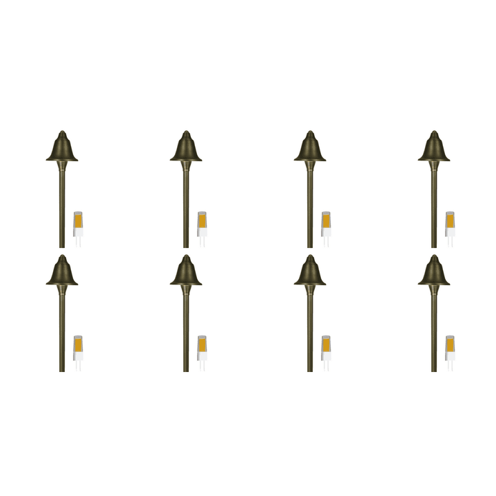 PLB17 4x/8x/12x Package  Cast Brass LED Bell Shaped Lamp Ready Low Voltage Pathway Outdoor Landscape Lighting Fixture 3W 3000K Bulb
