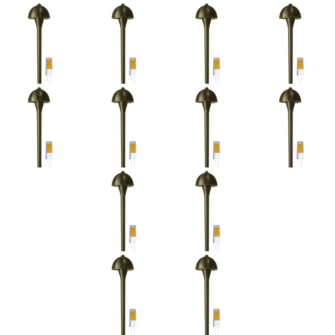 PLB18 4x/8x/12x Package Brass LED Mini Globe Lamp Ready Low Voltage Pathway Outdoor Landscape Lighting Fixture 3W 3000K Bulb
