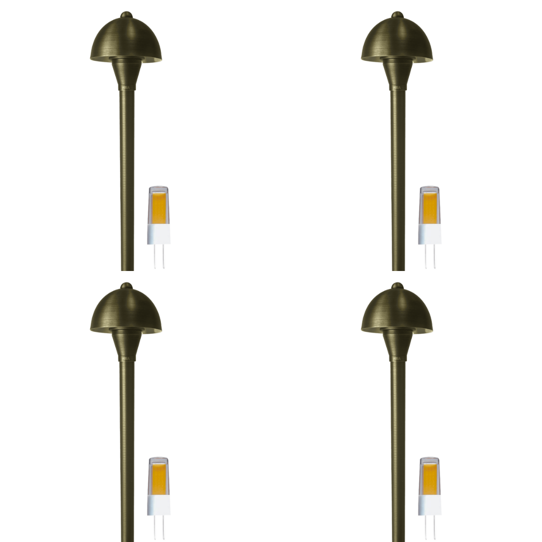 PLB18 4x/8x/12x Package Brass LED Mini Globe Lamp Ready Low Voltage Pathway Outdoor Landscape Lighting Fixture 3W 3000K Bulb