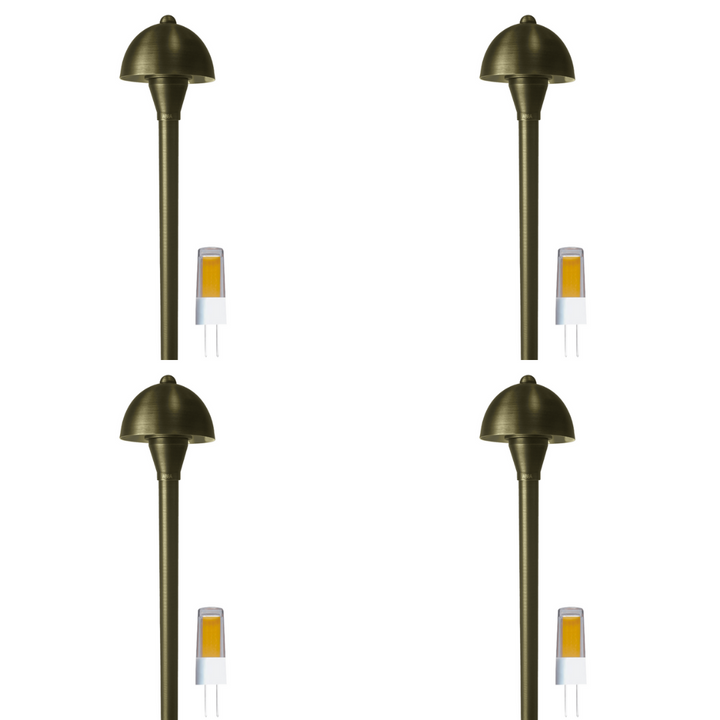 PLB18 4x/8x/12x Package Brass LED Mini Globe Lamp Ready Low Voltage Pathway Outdoor Landscape Lighting Fixture 3W 3000K Bulb