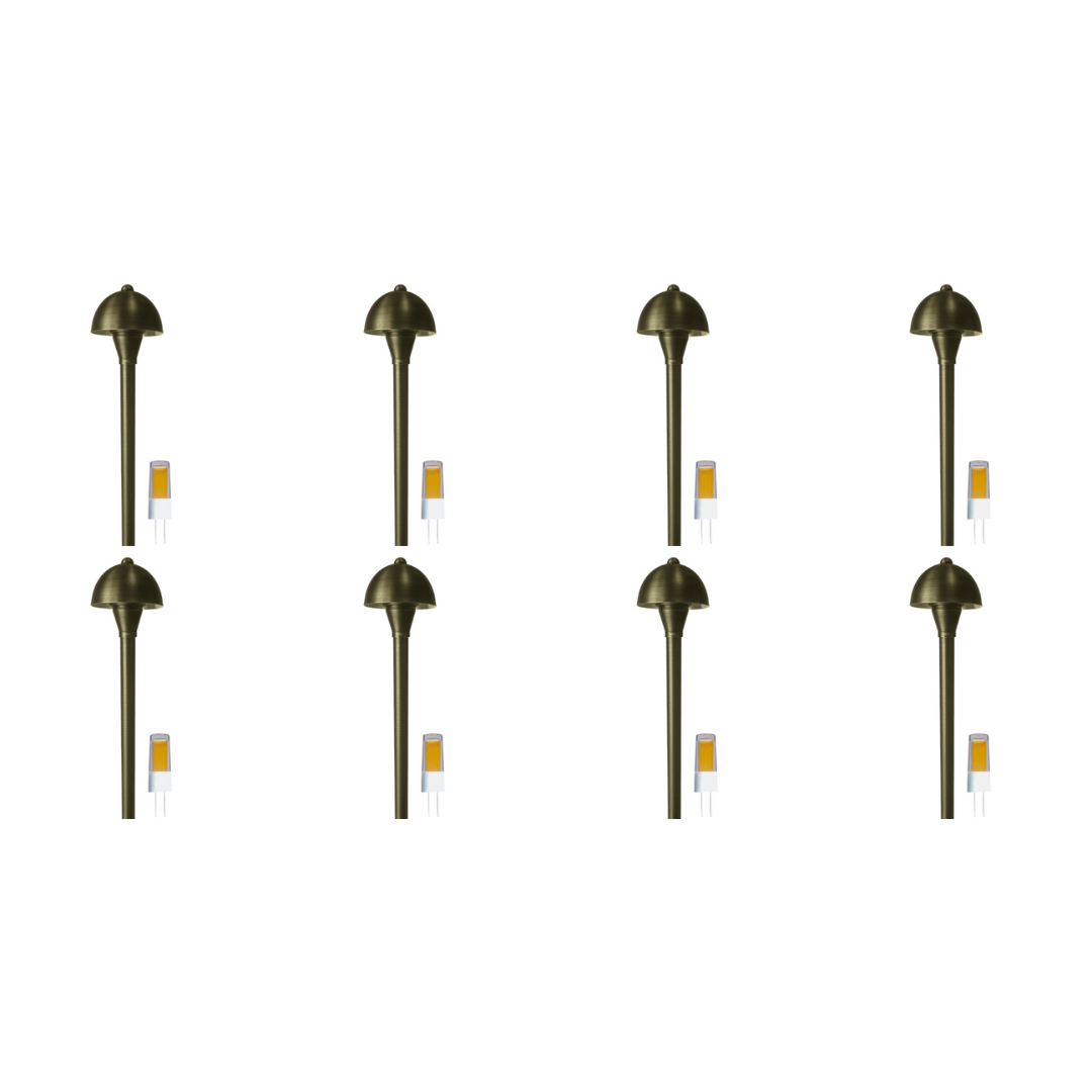 PLB18 4x/8x/12x Package Brass LED Mini Globe Lamp Ready Low Voltage Pathway Outdoor Landscape Lighting Fixture 3W 3000K Bulb