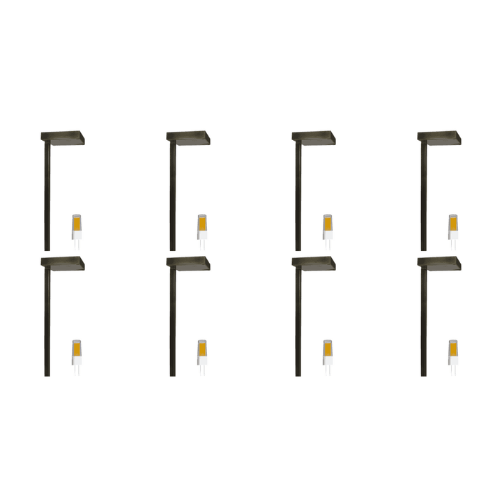 PLB20 4x/8x/12x Package Cast Brass Sqaure Top LED Low Voltage Pathway Outdoor Lighting Landscape Fixture 5W 3000K Bulb