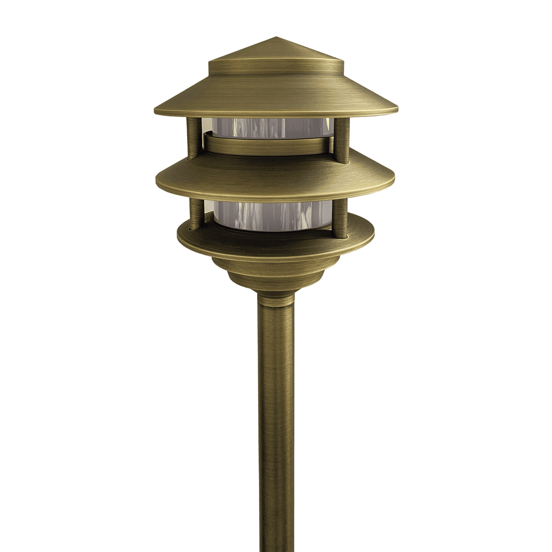 PLB22 Cast Brass Pagoda LED Low Voltage Pathway Outdoor Lighting Landscape Fixture