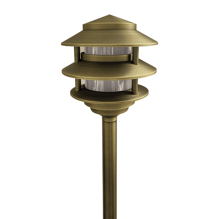 PLB22 Cast Brass Pagoda LED Low Voltage Pathway Outdoor Lighting Landscape Fixture