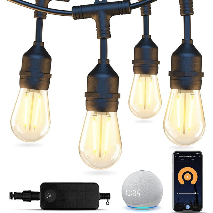 SL102 LED Dimmable Smart Bistro String Lights Outdoor Weatherproof 12V Edison Bulbs