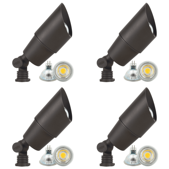 SPB01 4x/8x/12x Package Low Voltage Directional Spot Light Outdoor Landscape Lightingwith 5W 3000K Bulb
