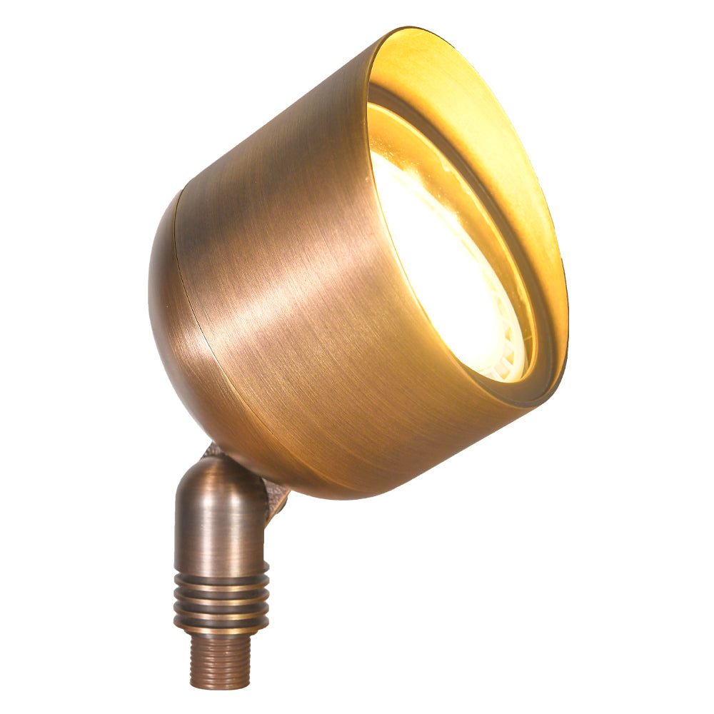 SPB07 Cast Brass Flood Light | Lamp Ready Low Voltage Landscape Light - Sun Bright Lighting