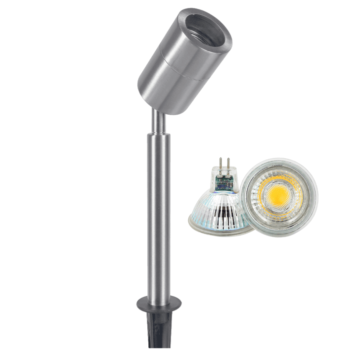 SPS02 4x/8x/12x Package Low Voltage LED Stainless Steel Spotlight Adjustable Up Lighting Fixtures with 5W 3000K Bulb