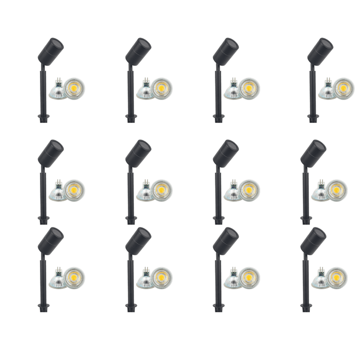 SPS02 4x/8x/12x Package Low Voltage LED Stainless Steel Spotlight Adjustable Up Lighting Fixtures with 5W 3000K Bulb
