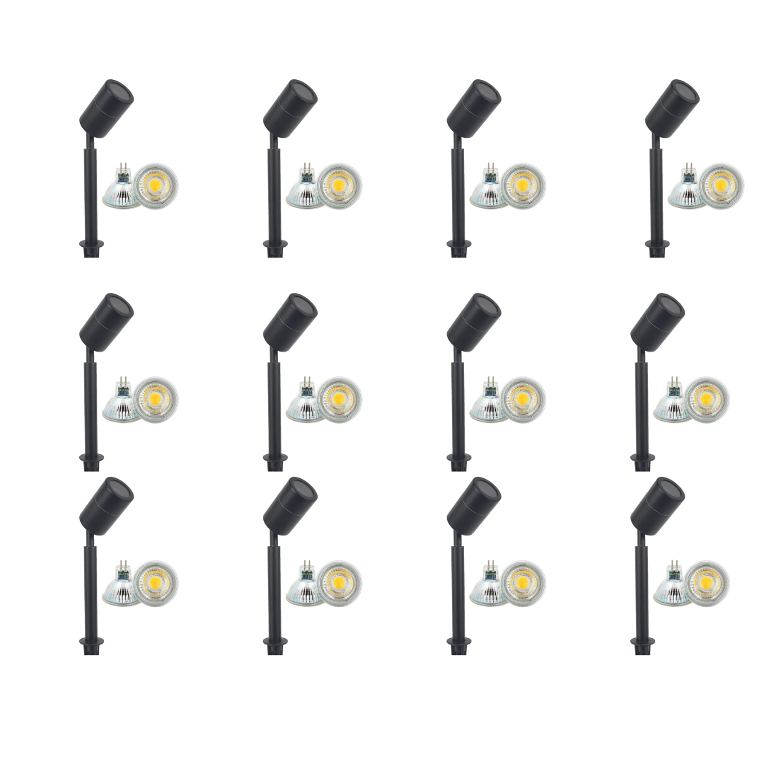 SPS02 4x 8x 12x Package Low Voltage LED Stainless Steel Spotlight Adjustable Up Lighting Fixtures with 5W 3000K Bulb