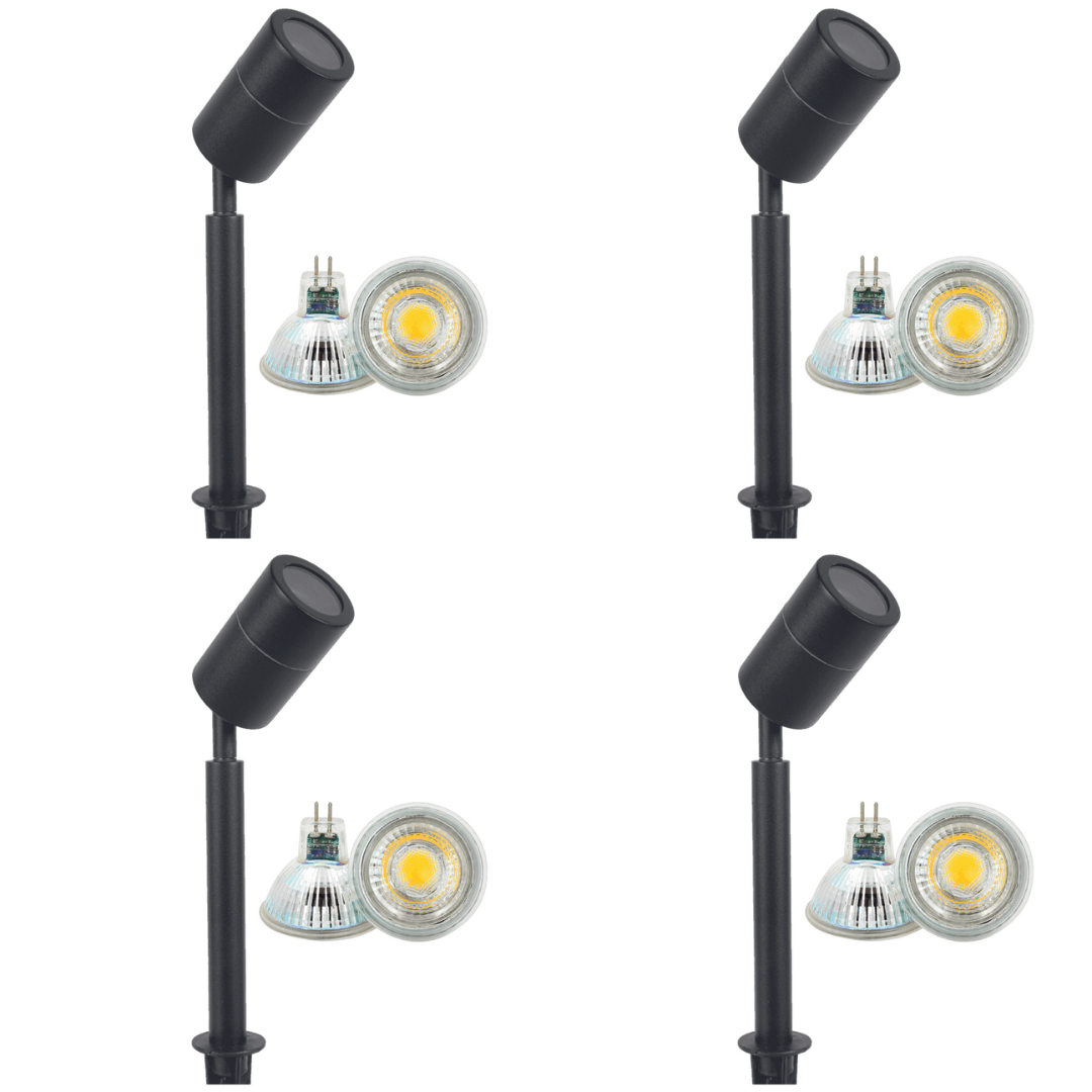 SPS02 4x/8x/12x Package Low Voltage LED Stainless Steel Spotlight Adjustable Up Lighting Fixtures with 5W 3000K Bulb
