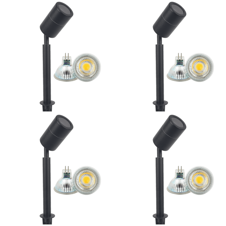 SPS02 4x/8x/12x Package Low Voltage LED Stainless Steel Spotlight Adjustable Up Lighting Fixtures with 5W 3000K Bulb