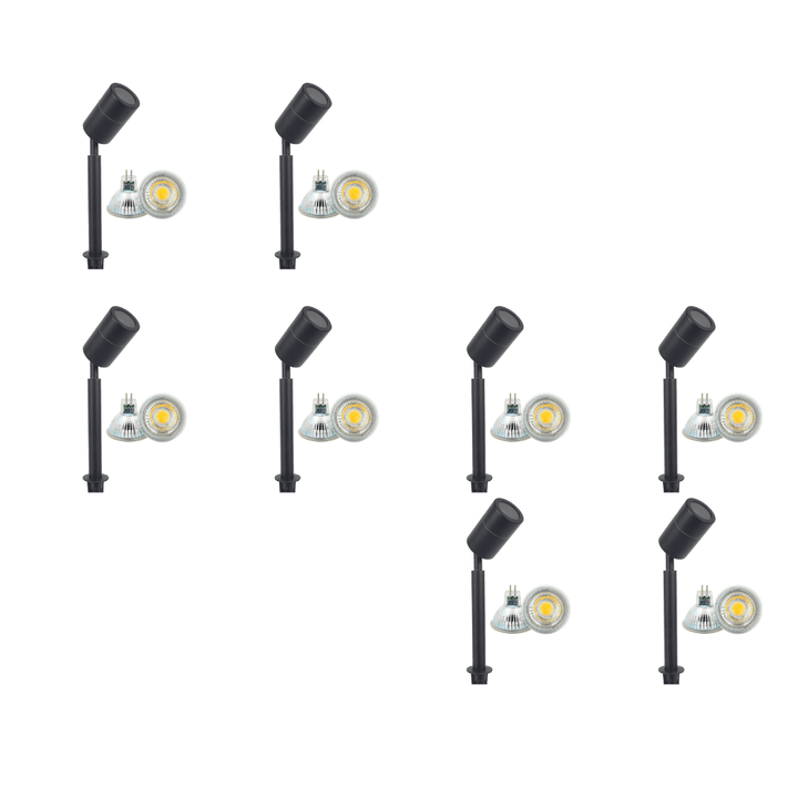 SPS02 4x/8x/12x Package Low Voltage LED Stainless Steel Spotlight Adjustable Up Lighting Fixtures with 5W 3000K Bulb