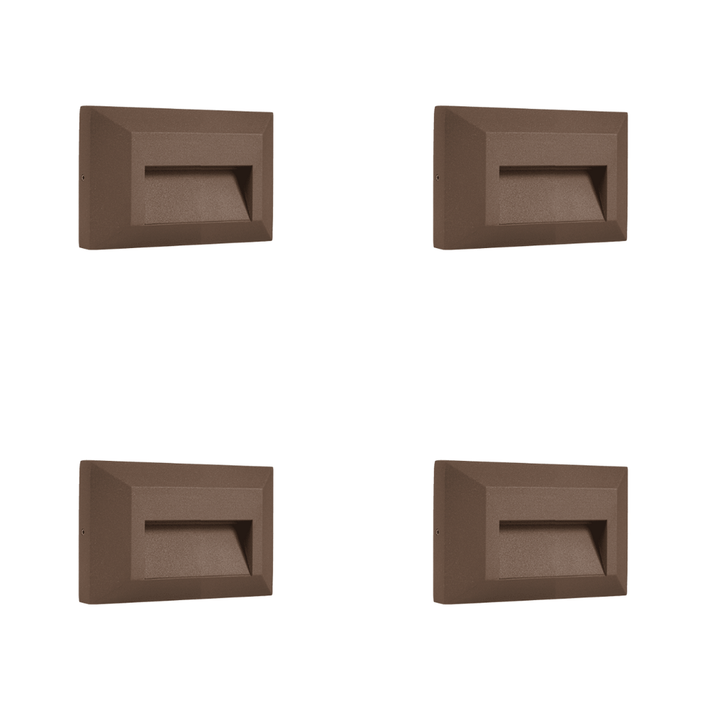 Outdoor Landscape Lighting LED 12V Low Voltage STA03 4x/8x/12x Package 2+2+2W 3CCT 3000K/4000K/5000K 12V Low Voltage Cast Aluminum Rectangular Surface Mount LED Stair Step or Deck Light Brown 4 Pack