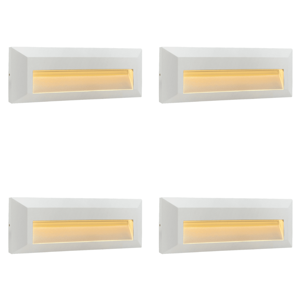 Outdoor Landscape Lighting LED 12V Low Voltage STA04 4x/8x/12x Package 3+3W 3CCT 3000K/4000K/5000K 12V Low Voltage Cast Aluminum Rectangular Surface Mount LED Step or Deck Light White 4 Pack