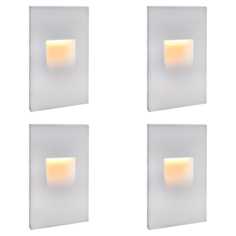 Outdoor Landscape Lighting LED 12V Low Voltage STA06 4x/8x/12x Package 3.5W 12V Low Voltage 3000K Warm White Integrated Rectangular Waterproof Vertical LED Aluminum Stair Step Light Wall Lighting Fixture