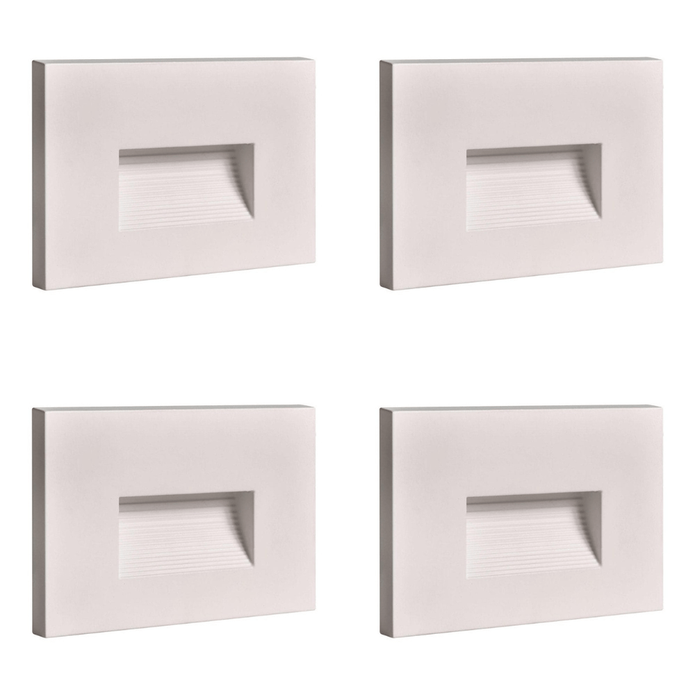 Outdoor Landscape Lighting LED 12V Low Voltage STA08 4x/8x/12x Package 3.5W 12V Low Voltage 3CCT Rectangular Waterproof Horizontal LED Aluminum Stair Step Light Fixture White 4 Pack