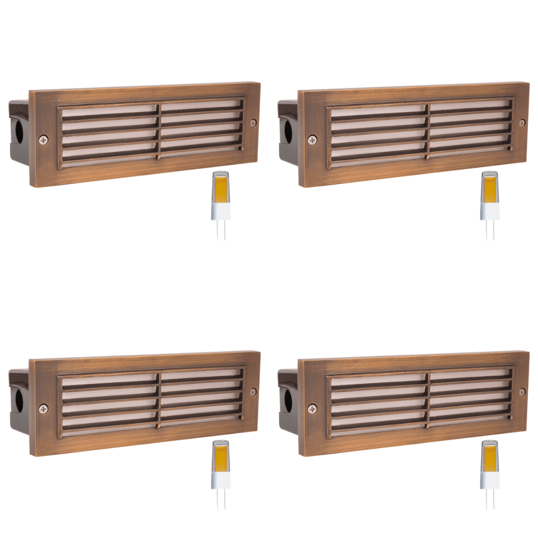 STB03 4x/8x/12x Package Louver Horizontal LED Brick Lights Warm White Edge Outdoor Step Light 3W 3000K Bulb
