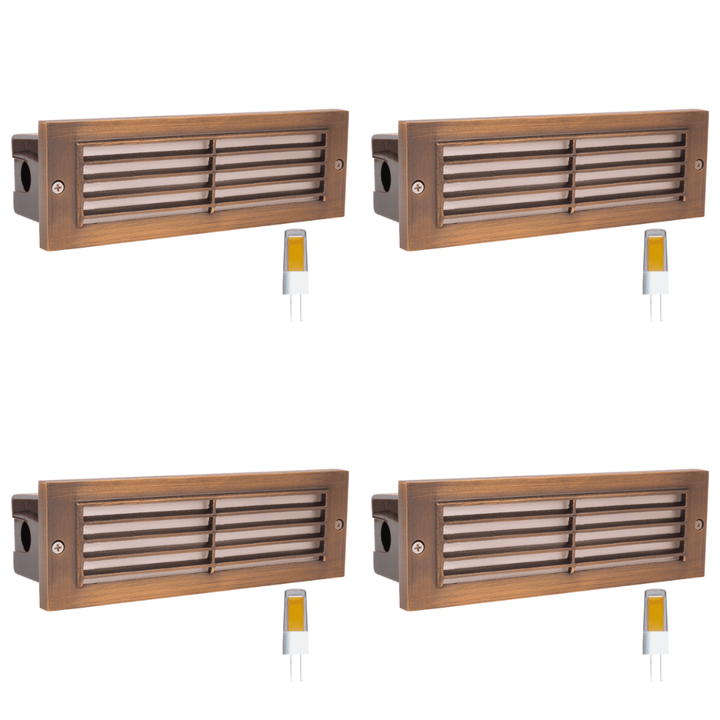 STB03 4x/8x/12x Package Louver Horizontal LED Brick Lights Warm White Edge Outdoor Step Light 3W 3000K Bulb