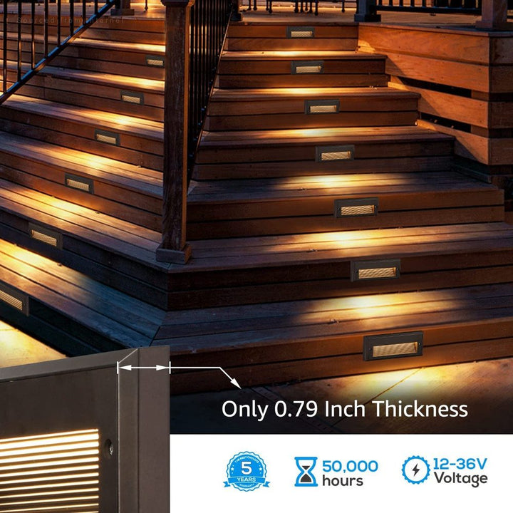 STLA09 6-Pack 3.5W Low Voltage 9" LED Outdoor Step Lights, 12V LED Deck Lights Landscape Lights