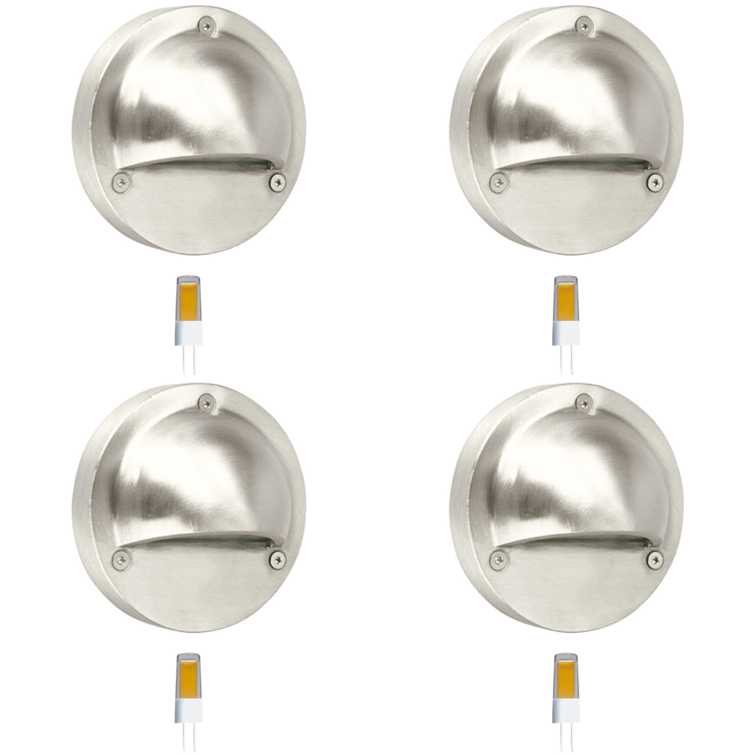 STS09 4x/8x/12x Package LED Round Stainless Steel Deck Light Surface Mount Low Voltage Landscape Lighting 3W 3000K Bulb