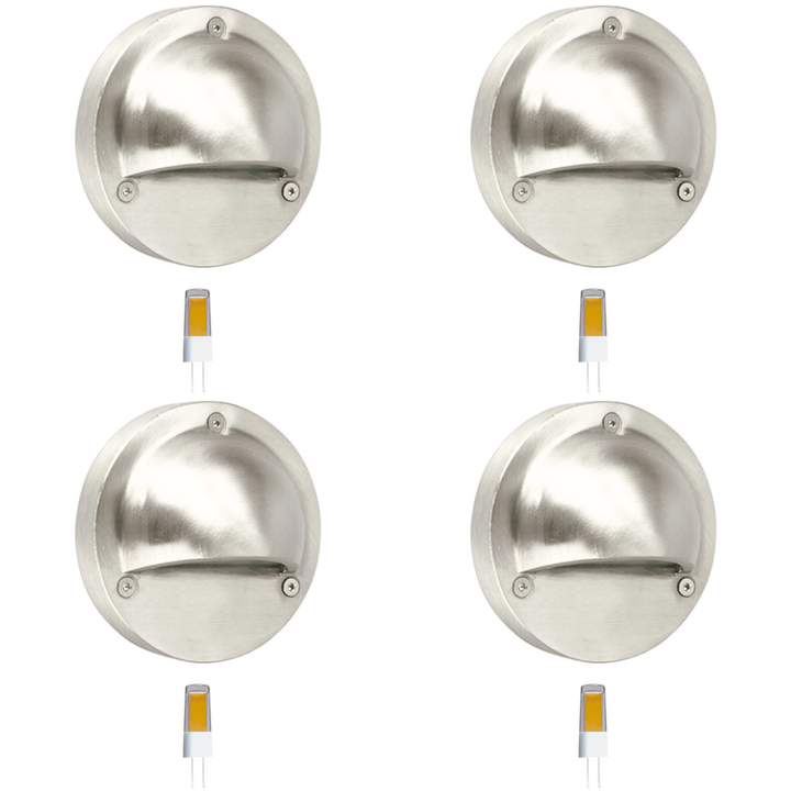 STS09 4x/8x/12x Package LED Round Stainless Steel Deck Light Surface Mount Low Voltage Landscape Lighting 3W 3000K Bulb